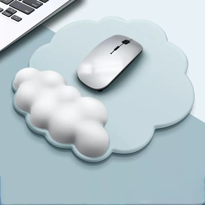 Full Custom Non Slip PU Base Cloud Shaped Mouse Pad With Silicone Infill Wrist Rest