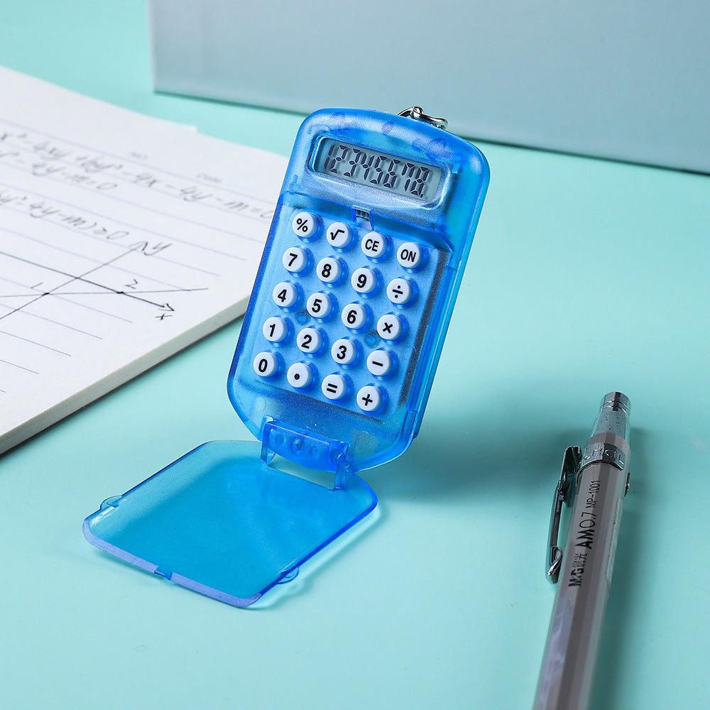 Mini Pocket Digits Electronic Calculator Keychain W/ Flip