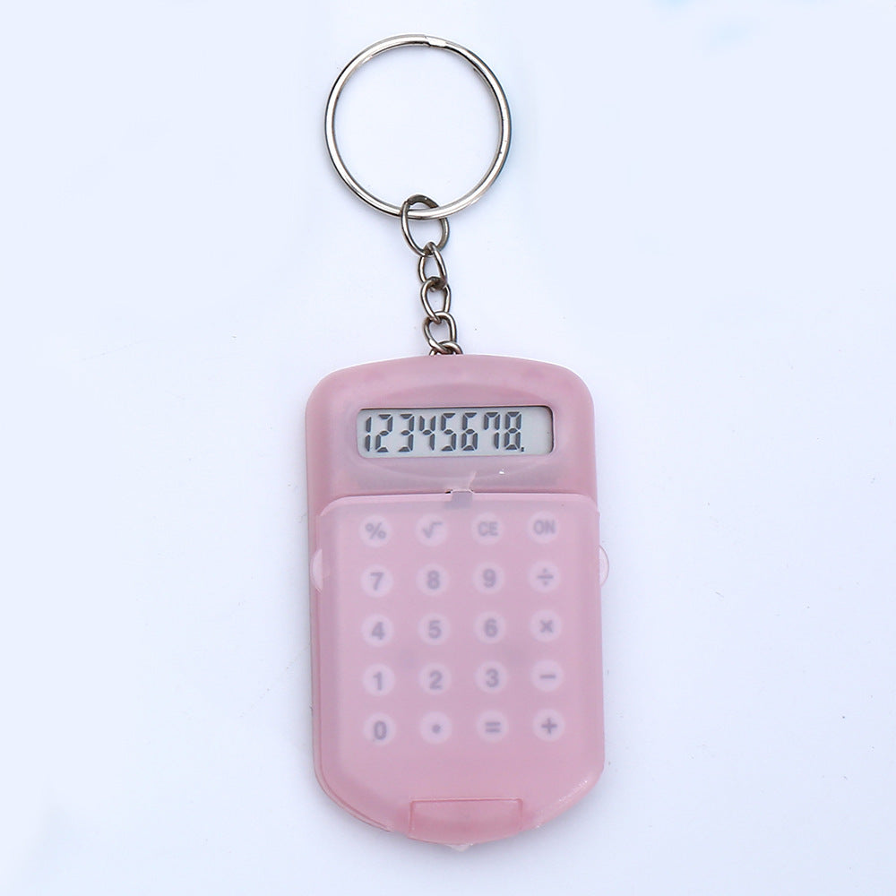Mini Pocket Digits Electronic Calculator Keychain W/ Flip