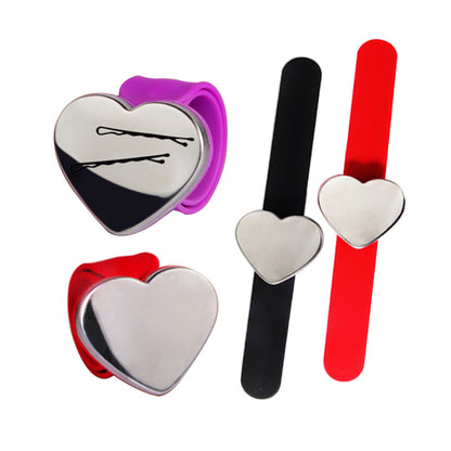 Custom Slap Bracelet W/ Hair Pin Holder Heart Magnetic Wristband