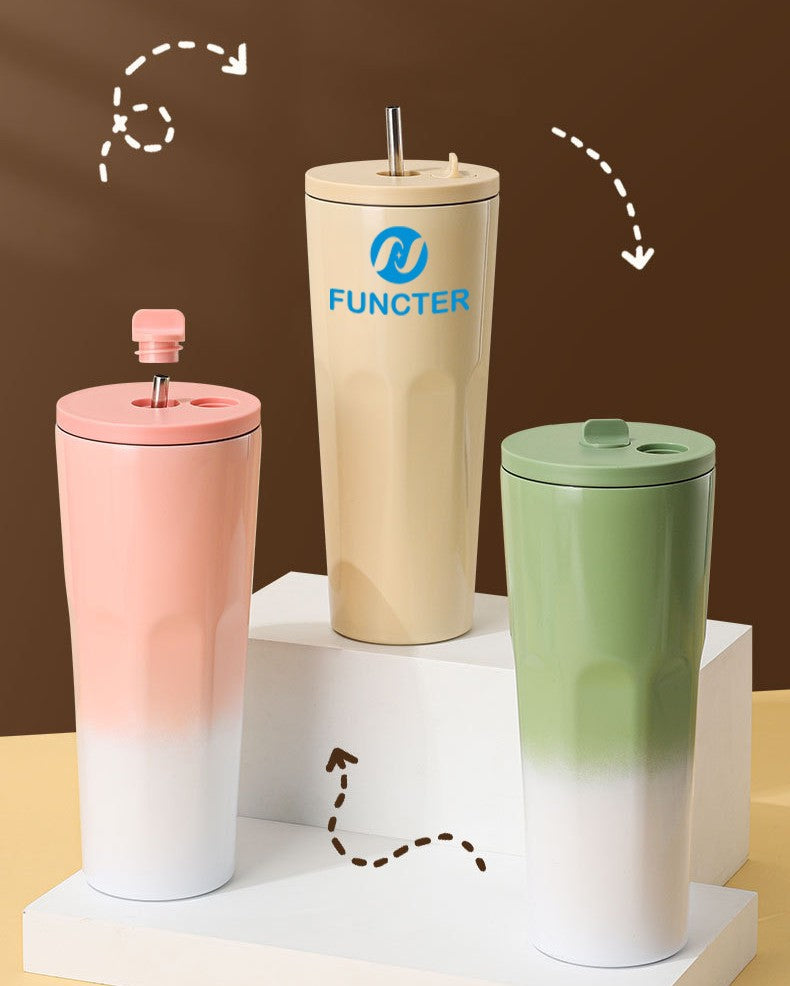 Two Tone Stainless Steel Insulated Tumbler 23 oz. W/ Straw & Lid