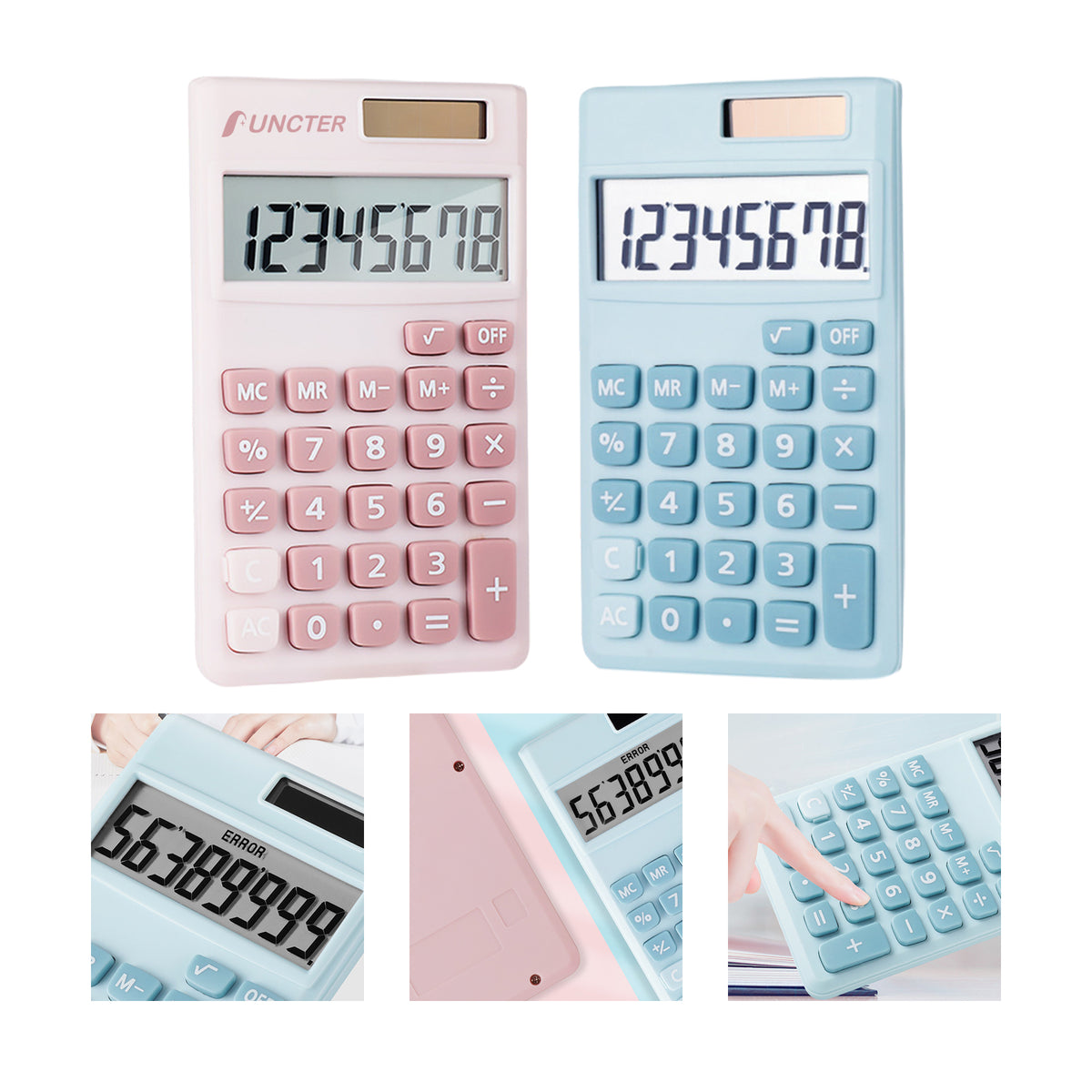 Solar & Battery Dual Power Electronic Desktop Calculator W/ LCD Display Screen