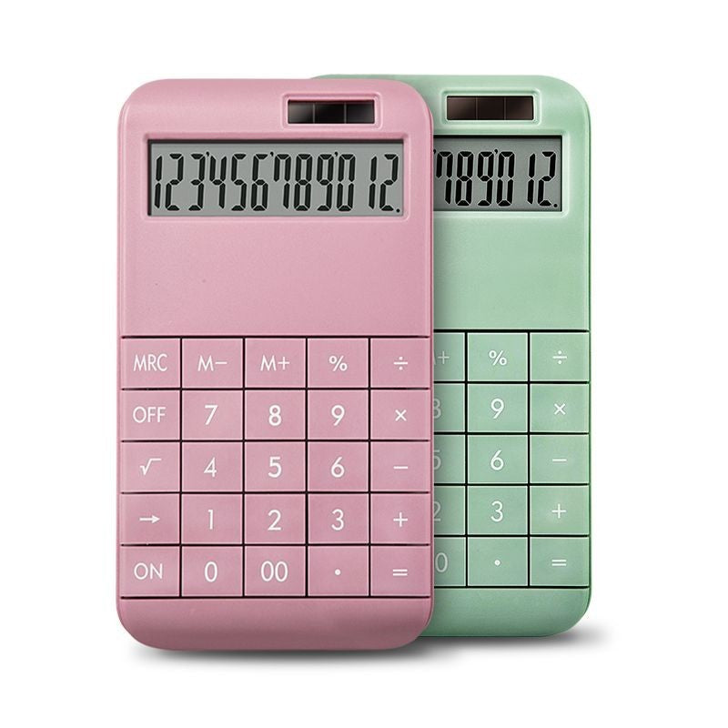 Dual Solar Power & Battery 12 Digits Desktop Calculator W/ Large LCD Display