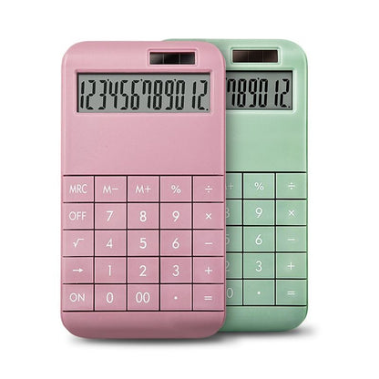 Dual Solar Power & Battery 12 Digits Desktop Calculator W/ Large LCD Display