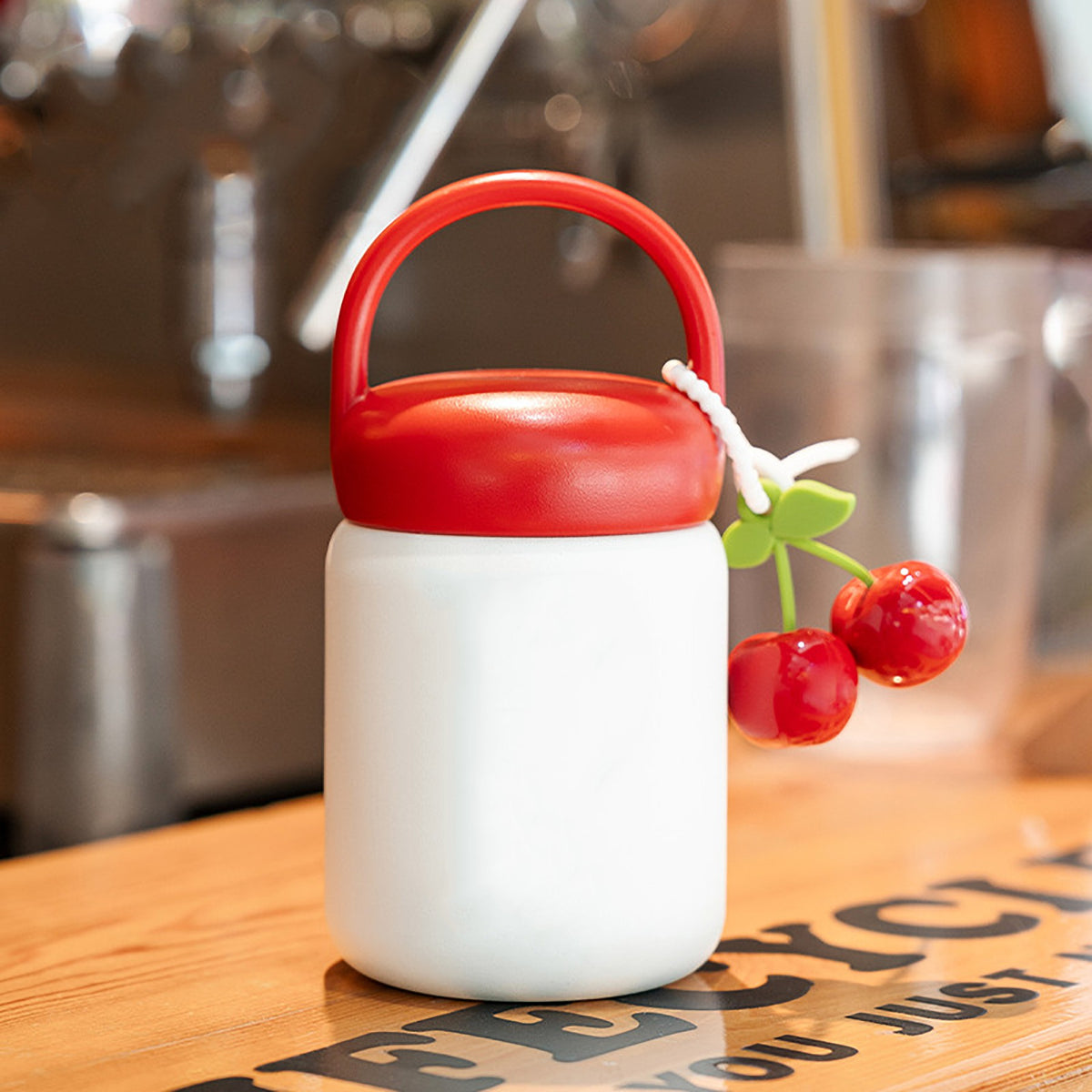 Insulated Water Bottle W/ Cherry Charm 7 oz.
