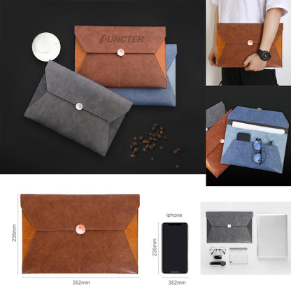 PU Leather A4 Envelope File Organiser Document Bags W/ Magnetic Snap Closure