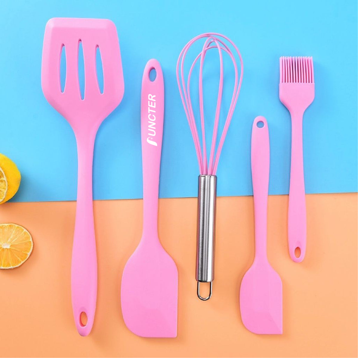 Silicone Spatula Scraper Oil Brush Whisk 5 Pcs Set Heat Resistance Multi-function Kitchen Utensils