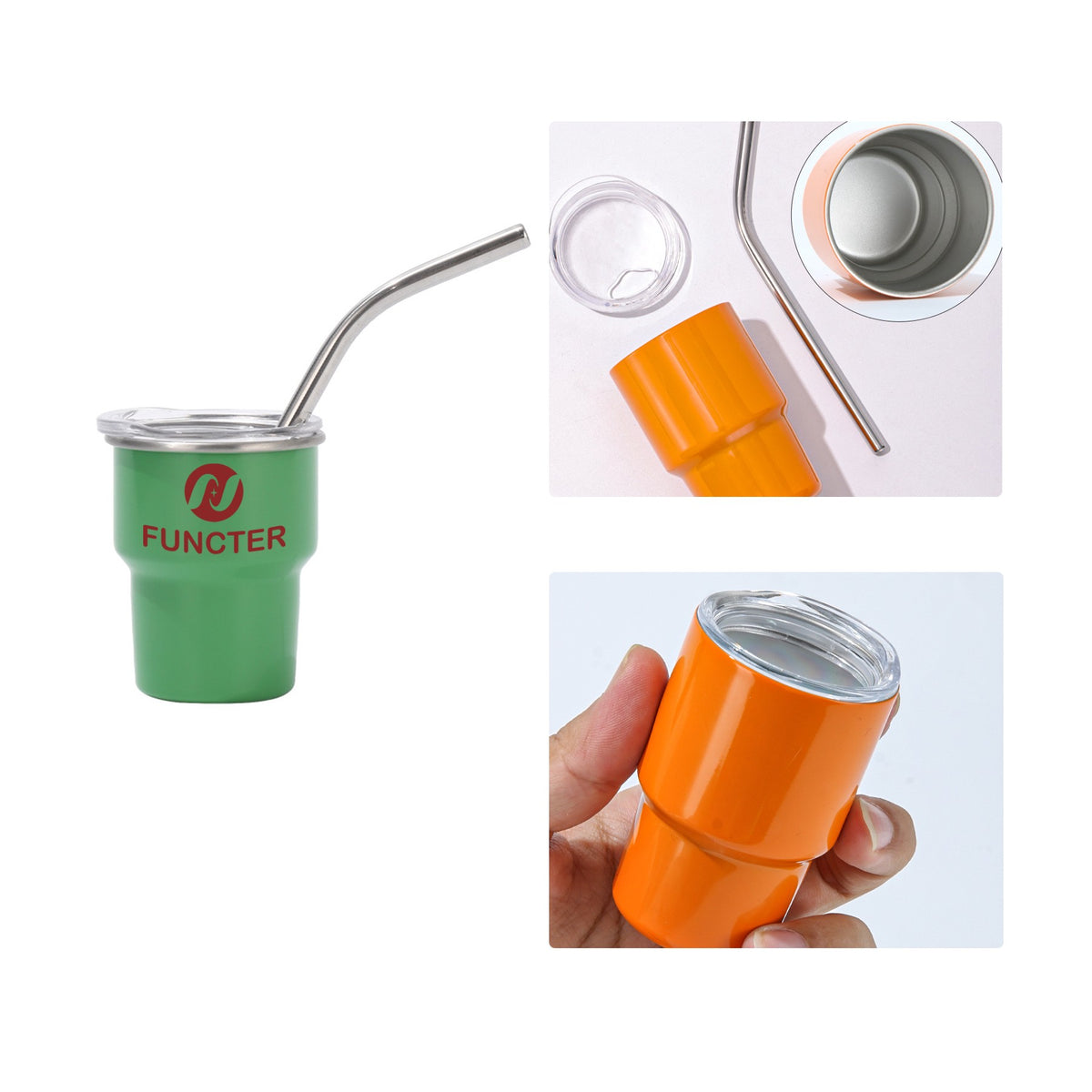 Stainless Steel Mini Tumbler W/ Straw 6 oz.