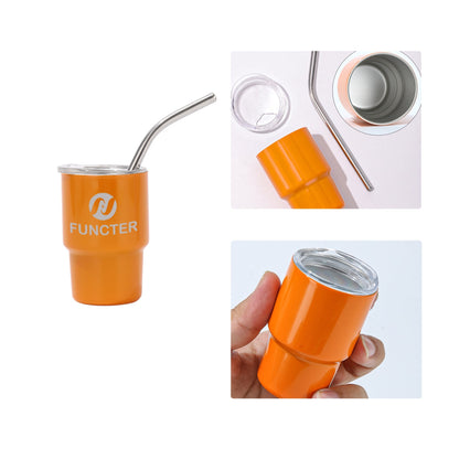 Stainless Steel Mini Tumbler W/ Straw 3 oz.