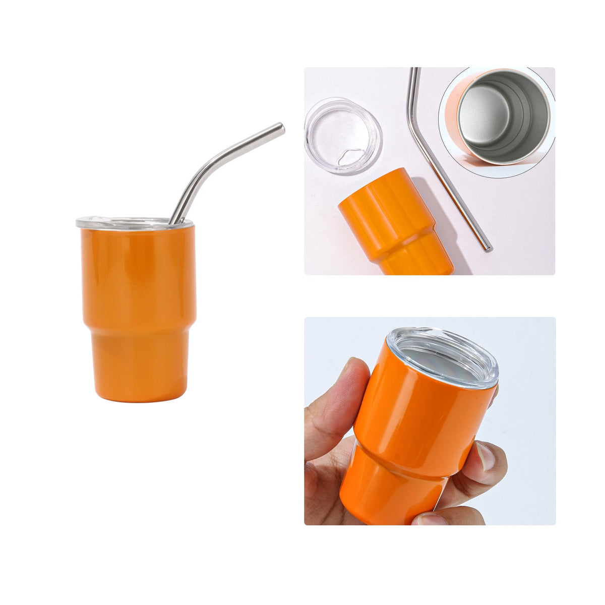 Stainless Steel Mini Tumbler W/ Straw 3 oz.