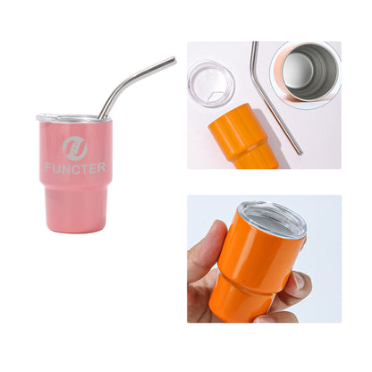 Stainless Steel Mini Tumbler W/ Straw 5 oz.