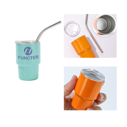 Stainless Steel Mini Tumbler W/ Straw 7 oz.