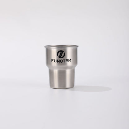 Stainless Steel Natural Finish Cup W/ Straw 2 oz.