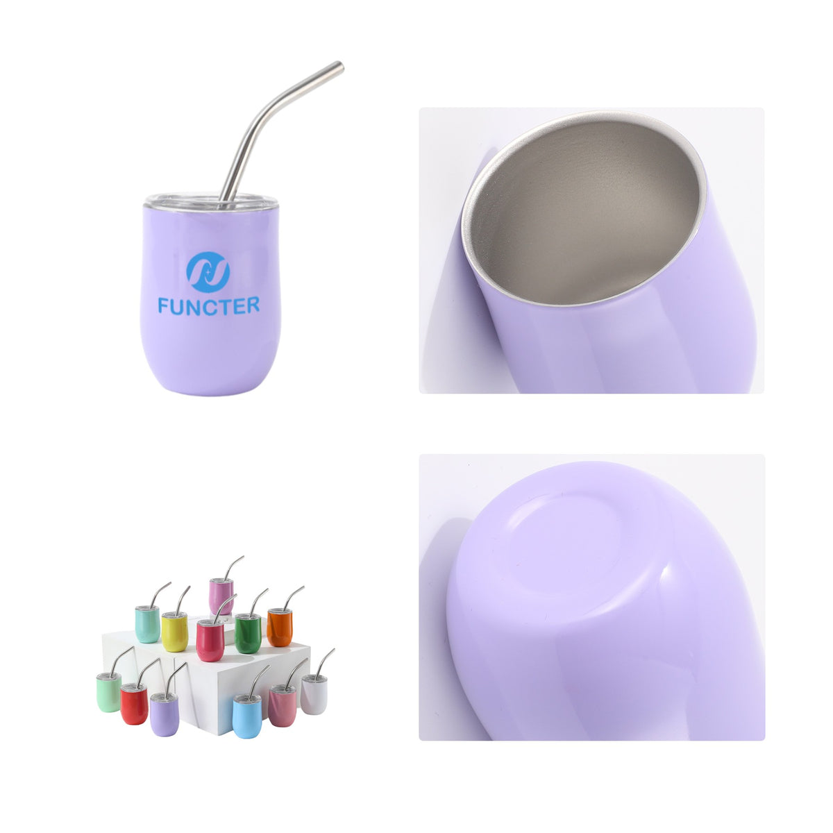 Stainless Steel Screen Printed U Shaped Tumbler W/ Straw 3 oz.