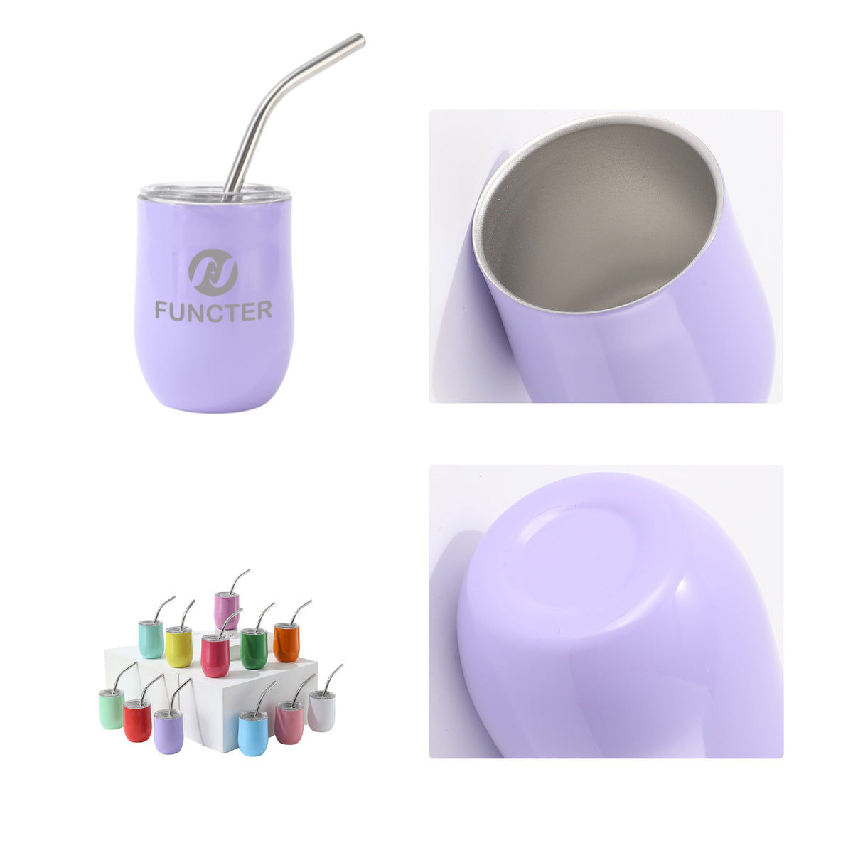 Stainless Steel Laser Engraved U Shaped Tumbler W/ Straw 3 oz.