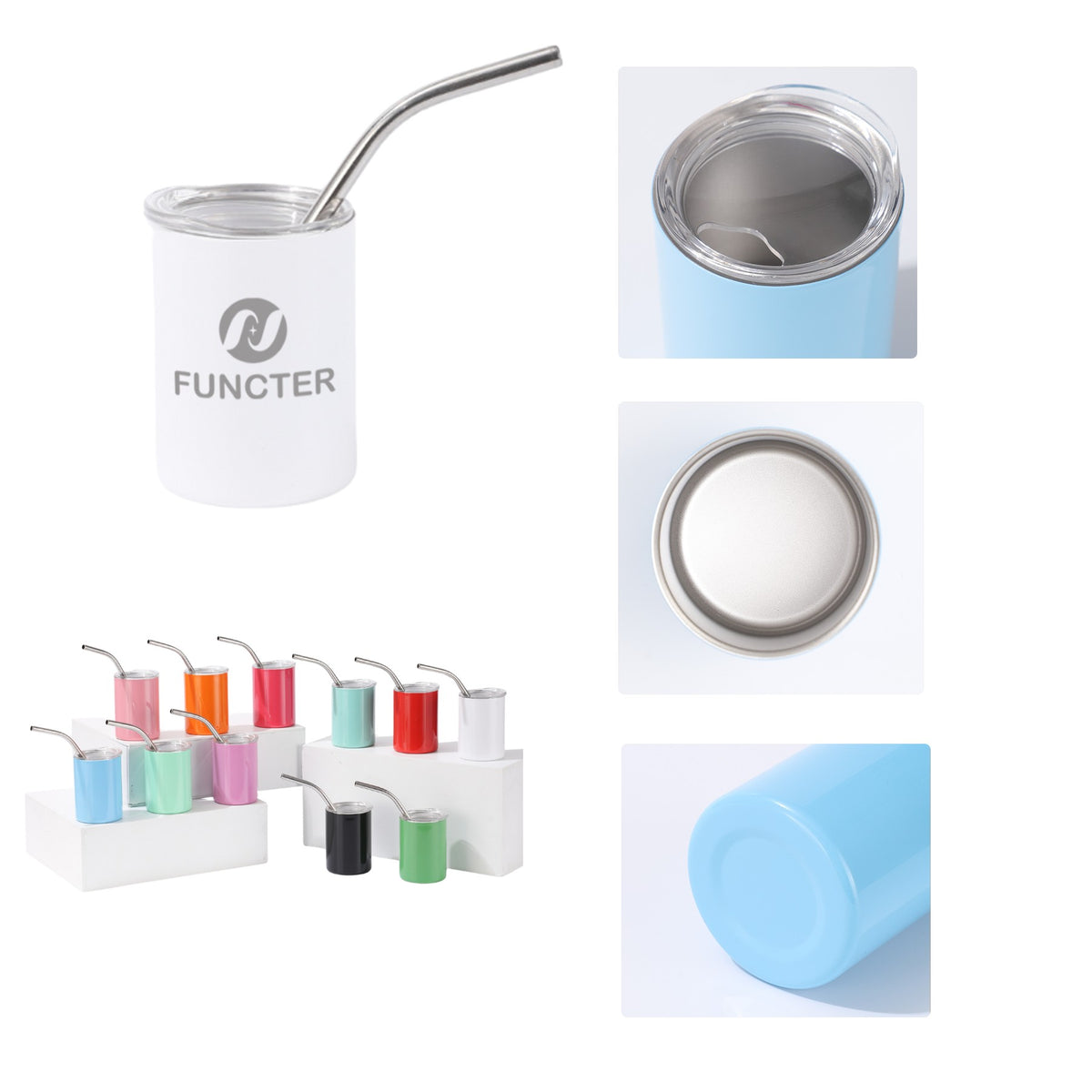 Stainless Steel Laser Engraved Insulated Drinking Cup W/ Straw 3 oz.