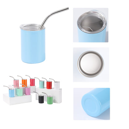 Stainless Steel Laser Engraved Insulated Drinking Cup W/ Straw 5 oz.
