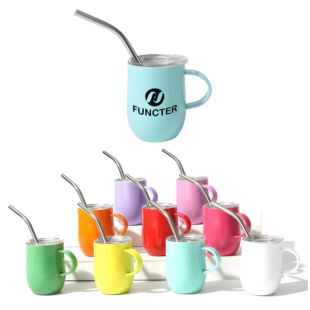 Screen Printed Mini Straw Cup W/ Handle 3 oz.