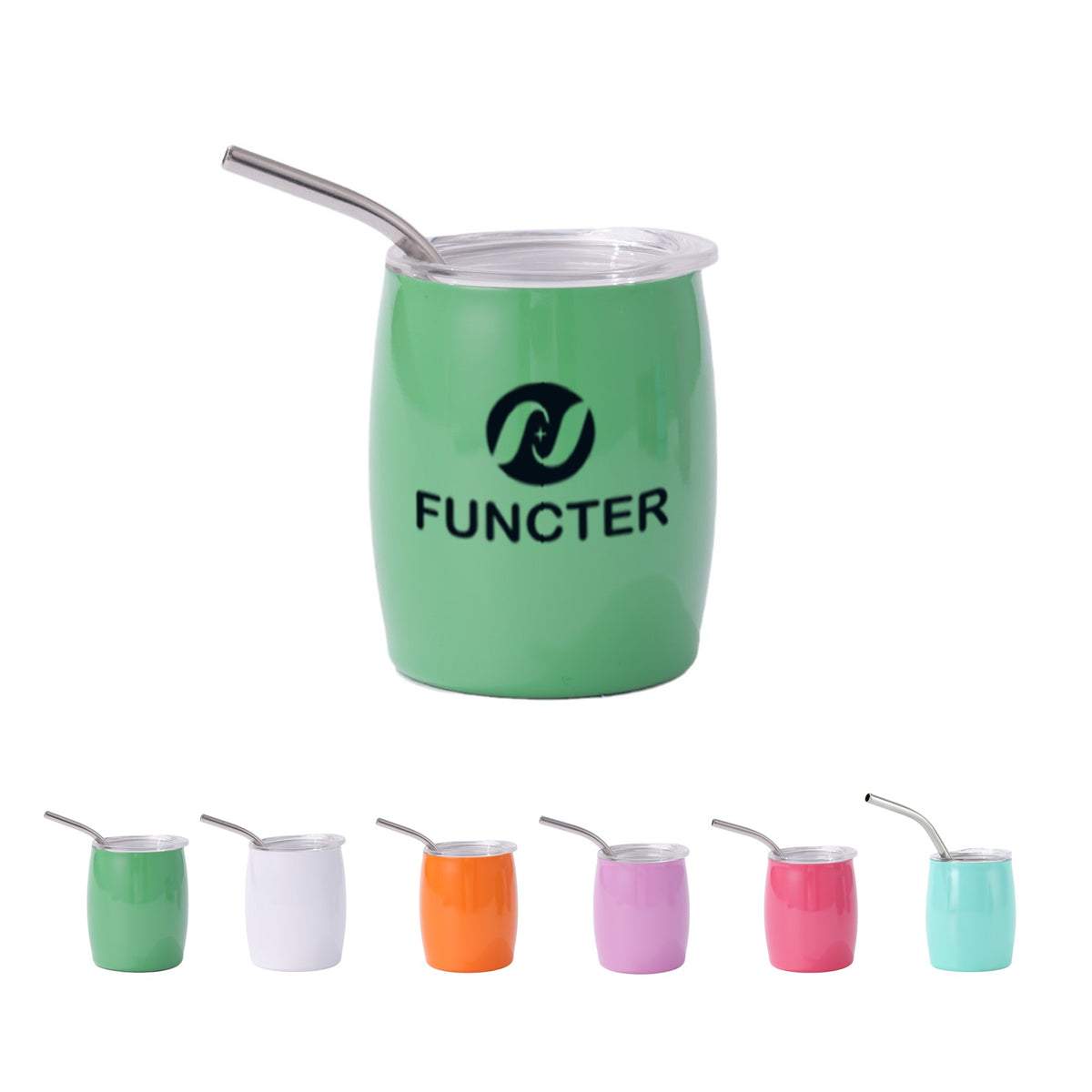 Screen Printed Mini Wine Cup W/ Straw 3 oz.
