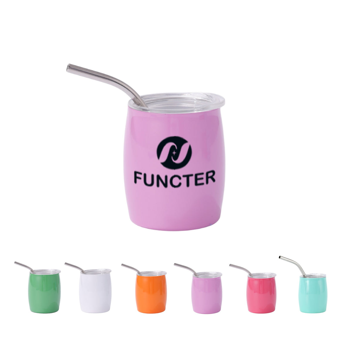 Screen Printed Mini Wine Cup W/ Straw 5 oz.