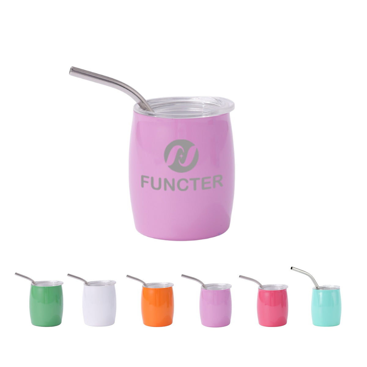 Laser Engraved Mini Wine Cup W/ Straw 5 oz.