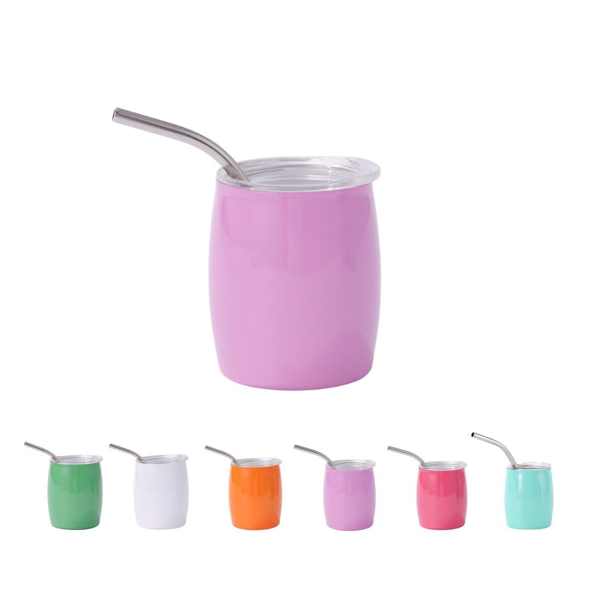 Laser Engraved Mini Wine Cup W/ Straw 5 oz.