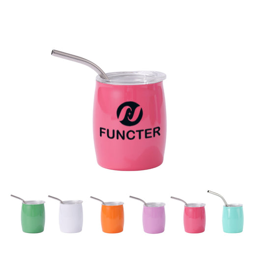 Screen Printed Mini Wine Cup W/ Straw 7 oz.