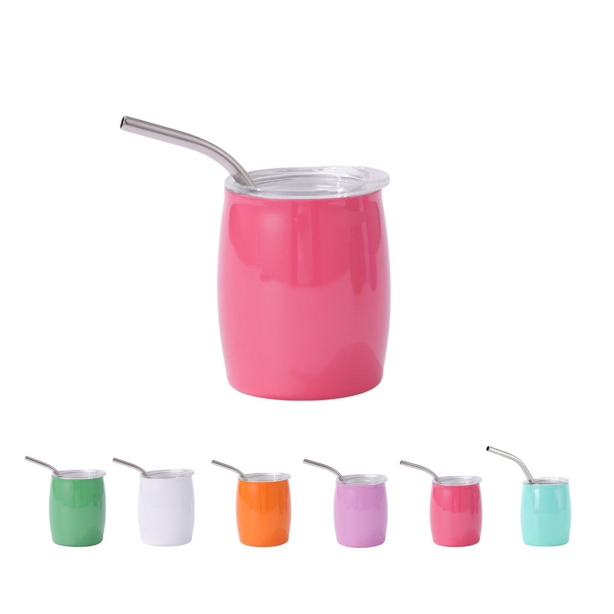 Screen Printed Mini Wine Cup W/ Straw 7 oz.