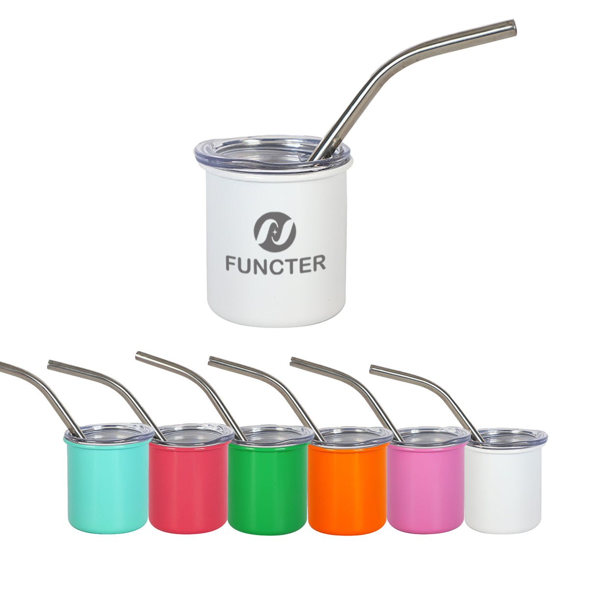 Stainless Steel Laser Engraved Insulated Drinking Cup W/ Straw 2 oz.
