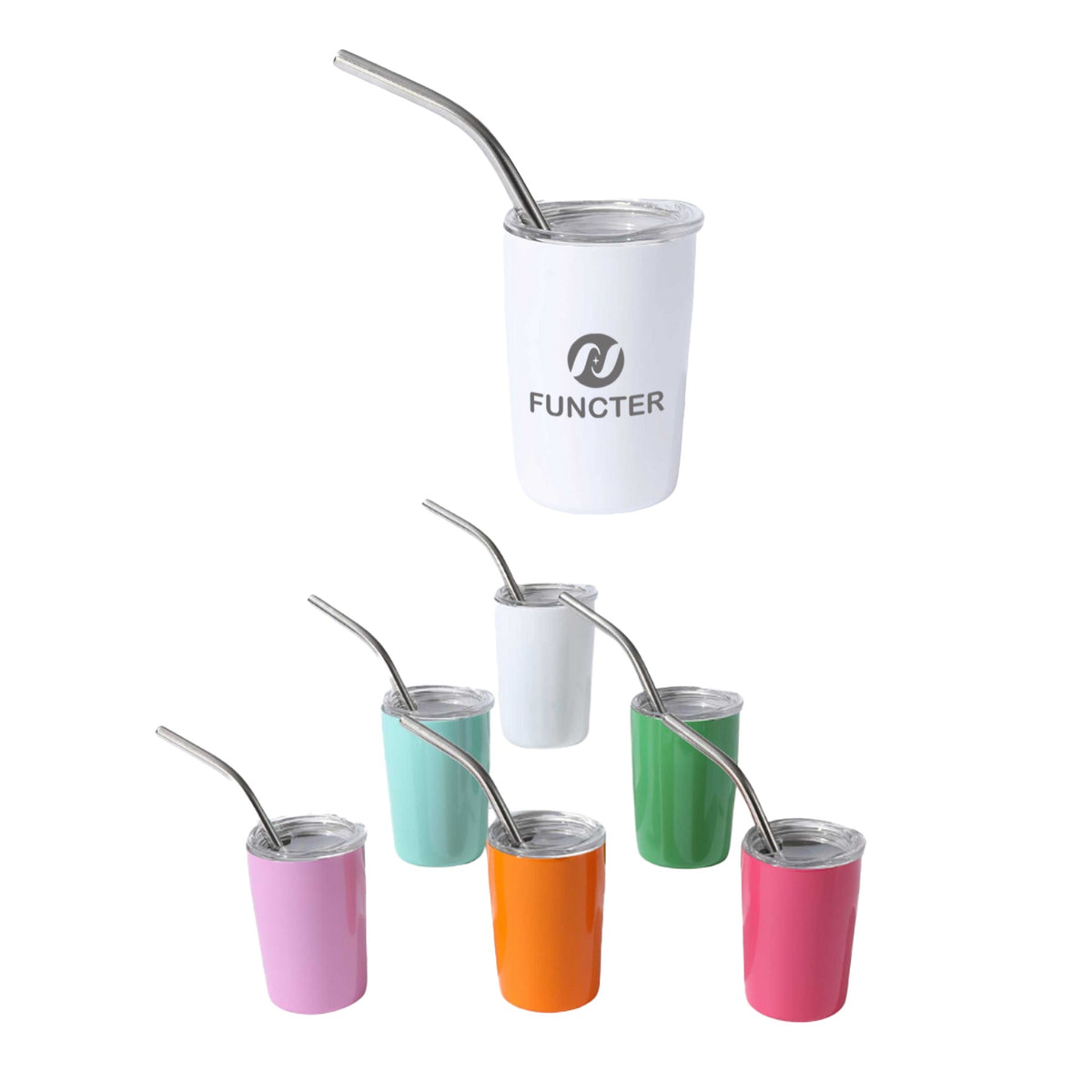 Stainless Steel Laser Engraved Insulated Drinking Cup W/ Straw 3 oz.