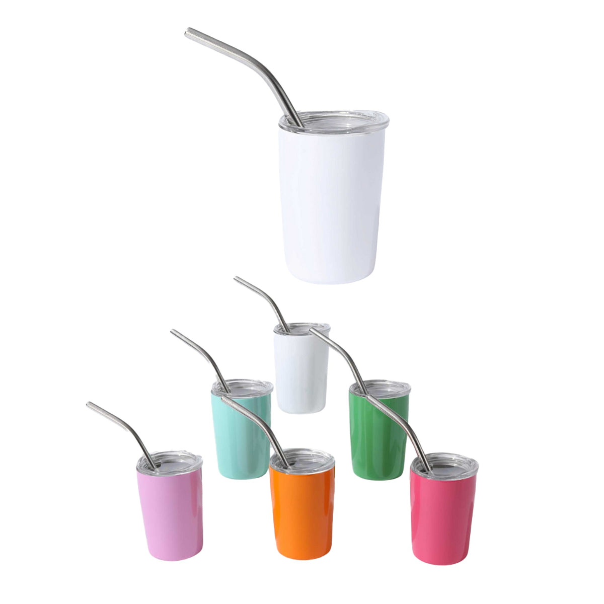 Stainless Steel Laser Engraved Insulated Drinking Cup W/ Straw 3 oz.