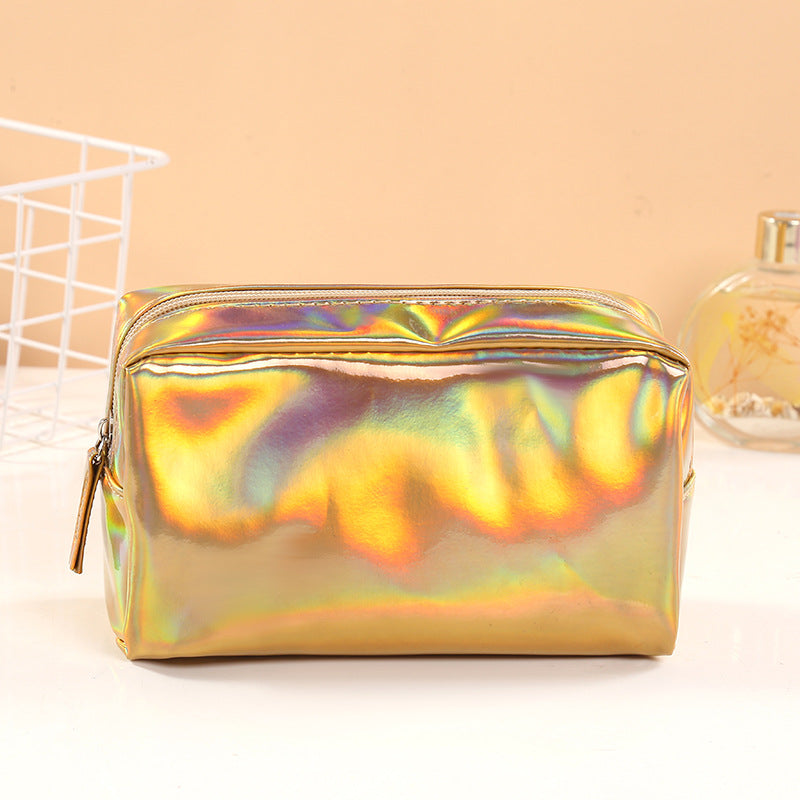 PU Holographic Makeup Bag Waterproof Cosmetic Pouch, Portable Travel Toiletry Bag