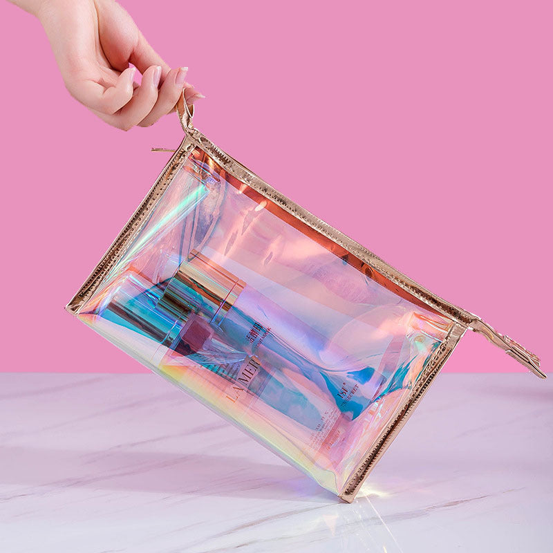 Clear Holographic Makeup Bag, Waterproof Cosmetic Pouch