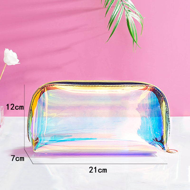 Iridescent Shell Makeup Bag, Clear Cosmetic Pouch (Medium)