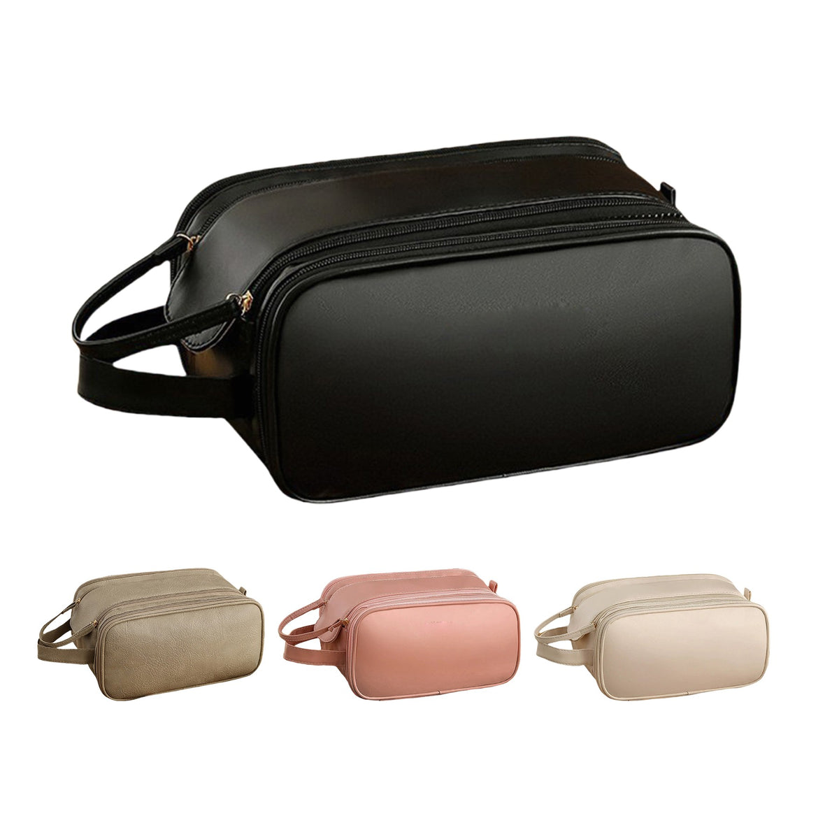 Large Capacity Double Layer Makeup Bag Waterproof PU Leather Toiletry Bag For Women