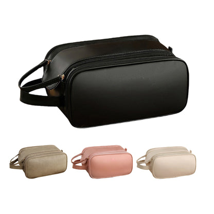 Large Capacity Double Layer Makeup Bag Waterproof PU Leather Toiletry Bag For Women