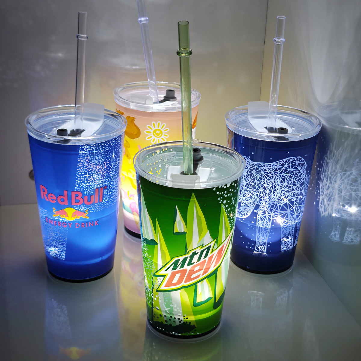 14Oz. Glowing Party Cups With Lid And For House Parties Birthdays Weddings