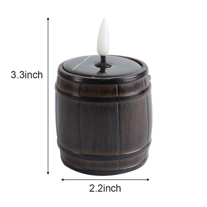 Solar Wooden Barrel Bullet Tea Wax Electronic Candle Light