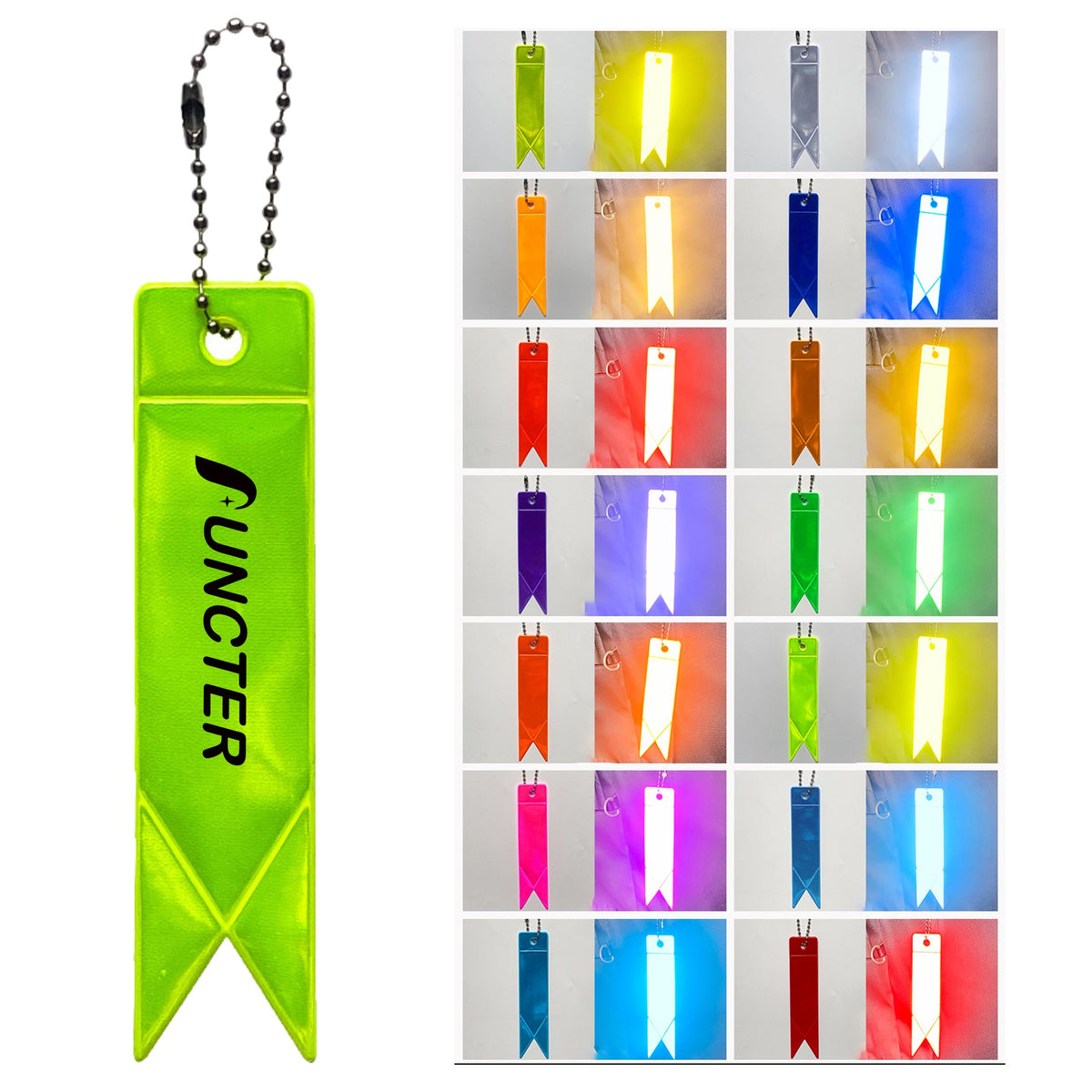 Ribbon Shape Reflective Key Tag 4.3 x 1"