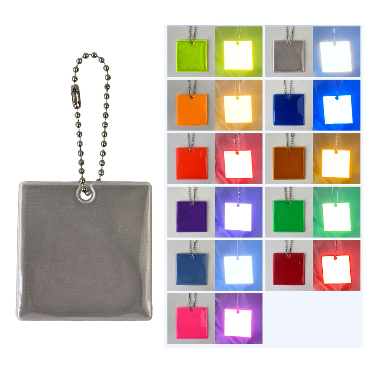 Square Shape Reflective Key Tag