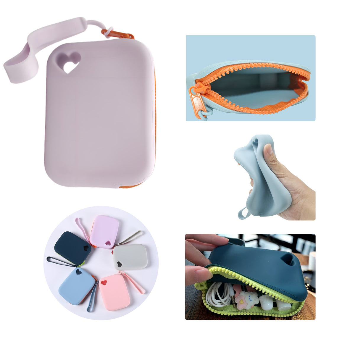 Coin & Card Storage Pouch W/ Heart-Shaped Cutout