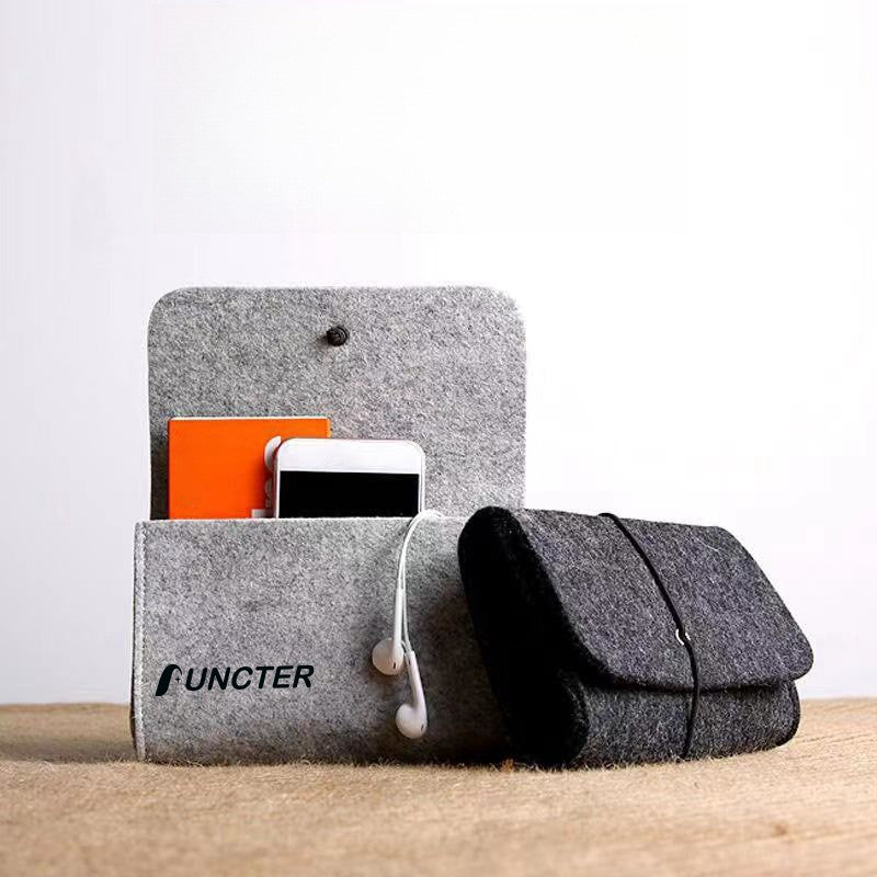 Roll-Up Felt Digital Accessories Organizer Pouch W/ Elastic Band