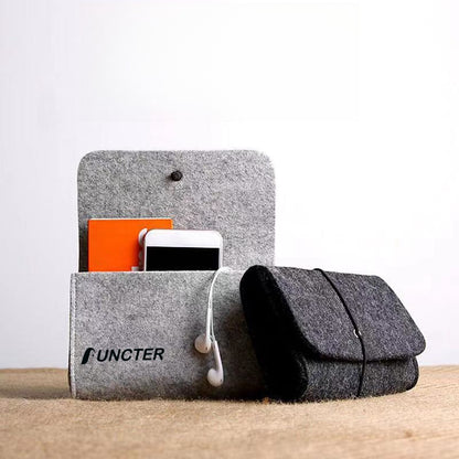 Roll-Up Felt Digital Accessories Organizer Pouch W/ Elastic Band