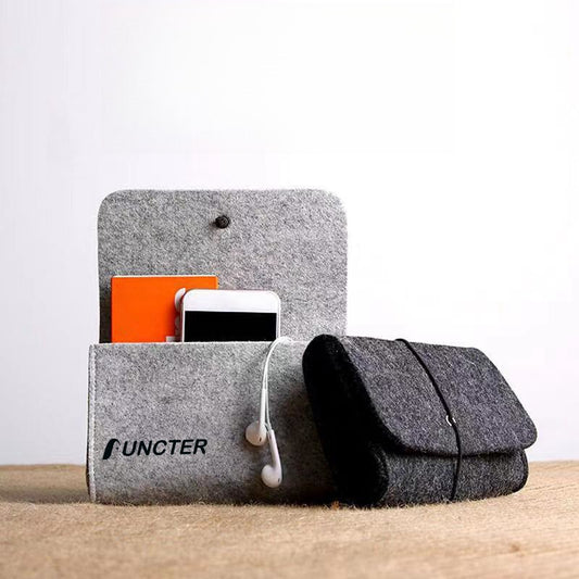 Roll-Up Felt Digital Accessories Organizer Pouch W/ Elastic Band