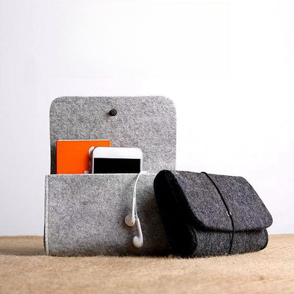 Roll-Up Felt Digital Accessories Organizer Pouch W/ Elastic Band