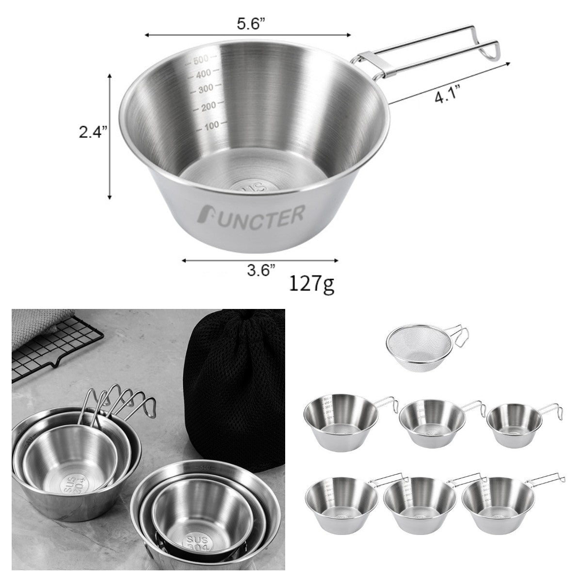 Large Salad Bowl for Sharing Snow Slide Bowl W/ Folding Handle 16 Oz.