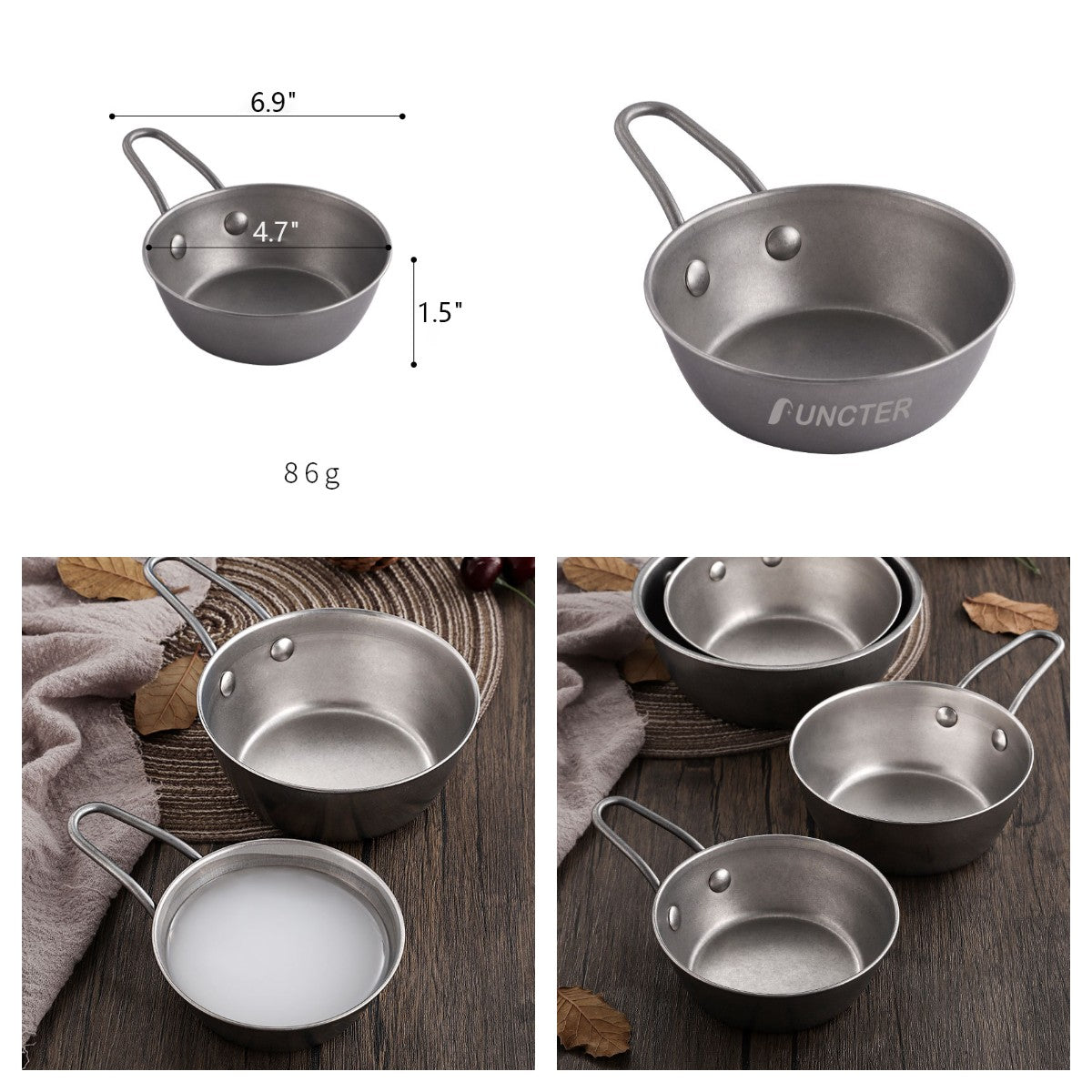 8 Oz. Stainless Steel Camping Bowl W/ Handle