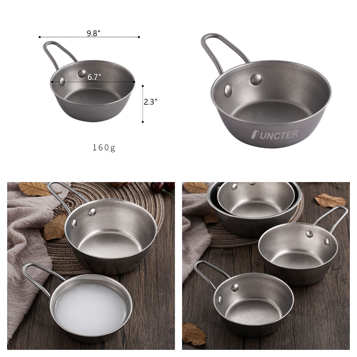 24 Oz. Large Capacity Stainless Steel Camping Bowl W/ Handle