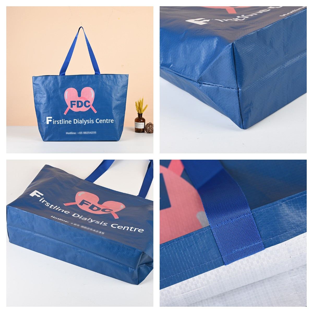 Heathered Laminated Woven PP Shopping Tote Bag 19 x 13 x 6"