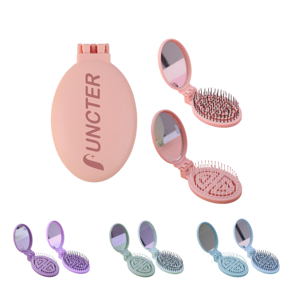Foldable Hollow Mirror Comb 2 - in - 1
